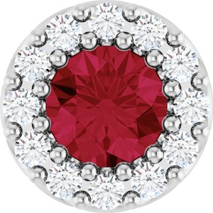 Ladies Natural Ruby Natural Diamond Halo-Style Pendant (Si2-Si3, G-H) — Platinum