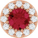 Ladies Natural Ruby Natural Diamond Halo-Style Pendant (I1, G-H) — 14K Rose Gold