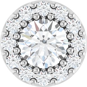Ladies Natural White Sapphire Natural Diamond Halo-Style Pendant (Si2-Si3, G-H) — Platinum
