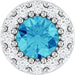 Ladies Natural Blue Zircon Natural Diamond Halo-Style Pendant (I1, G-H) — Sterling Silver