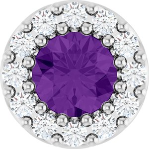 Ladies Natural Amethyst Natural Diamond Halo-Style Pendant (Si2-Si3, G-H) — Platinum