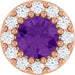 Ladies Natural Amethyst Natural Diamond Halo-Style Pendant (I1, G-H) — 14K Rose Gold