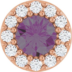 Ladies Natural Alexandrite Natural Diamond Halo-Style Pendant (I1, G-H) — 14K Rose Gold