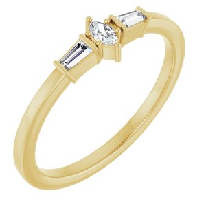 Ladies Natural Diamond Semi-Set Stackable Ring (I1, GHI) — 14K Yellow Gold