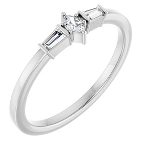 Ladies Natural Diamond Semi-Set Stackable Ring (I1, SI2-SI3, GHI) — Sterling Silver