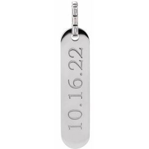 Ladies Natural Diamond Engravable Bar Pendant (Si2-Si3, G-H) — 14K White Gold