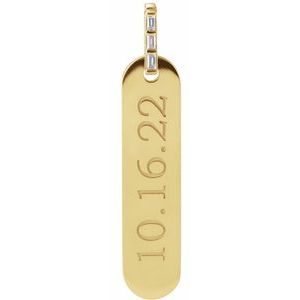 Ladies Natural Diamond Engravable Bar Pendant (Si2-Si3, G-H) — 14K Yellow Gold