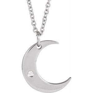 Ladies Natural Diamond Crescent Moon Necklace (Si2-Si3, G-H) — Platinum