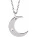 Ladies Natural Diamond Crescent Moon Necklace (I1, G-H) — Sterling Silver