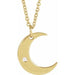 Ladies Natural Diamond Crescent Moon Necklace (I1, G-H) — 14K Yellow Gold