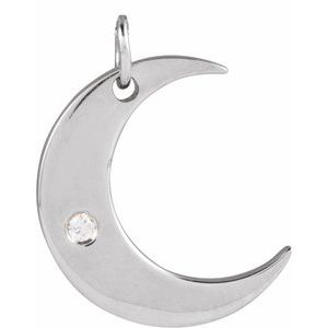 Ladies Natural Diamond Crescent Moon Pendant (I1, G-H) — Sterling Silver