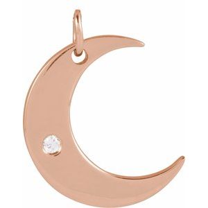 Ladies Natural Diamond Crescent Moon Pendant (I1, G-H) — 14K Rose Gold