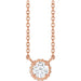 Ladies Natural Diamond Hidden Halo Necklace (I1, G-H) — 14K Rose Gold