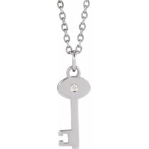 Ladies Natural Diamond Key Necklace (Si2-Si3, G-H) — Platinum