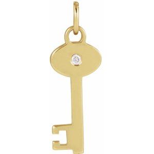 Ladies Natural Diamond Key Pendant (I1, G-H) — 14K Yellow Gold