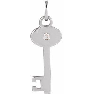 Ladies Natural Diamond Key Pendant (I1, G-H) — Sterling Silver