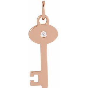 Ladies Natural Diamond Key Pendant (I1, G-H) — 14K Rose Gold