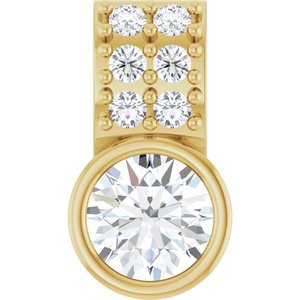 Ladies Natural White Sapphire Natural Diamond Pendant (I1, G-H) — 14K Yellow Gold