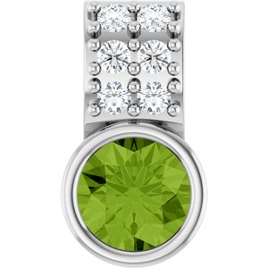 Ladies Natural Peridot Natural Diamond Pendant (I1, G-H) — Sterling Silver