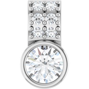 Ladies Natural White Sapphire Natural Diamond Pendant (I1, G-H) — 14K White Gold