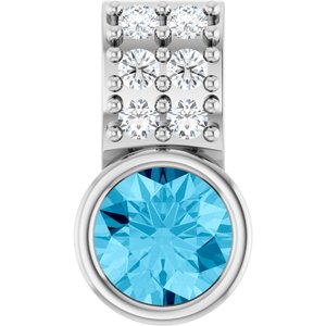 Ladies Natural Aquamarine Natural Diamond Pendant (Si2-Si3, G-H) — Platinum