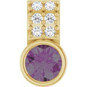 Ladies Natural Alexandrite Natural Diamond Pendant (I1, G-H) — 14K Yellow Gold