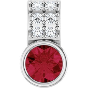 Ladies Natural Ruby Natural Diamond Pendant (I1, G-H) — Sterling Silver