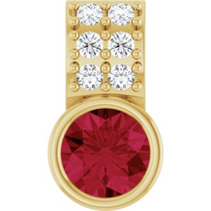 Ladies Natural Ruby Natural Diamond Pendant (I1, G-H) — 14K Yellow Gold
