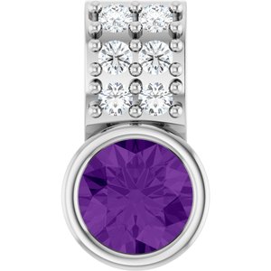 Ladies Natural Amethyst Natural Diamond Pendant (Si2-Si3, G-H) — Platinum