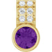 Ladies Natural Amethyst Natural Diamond Pendant (I1, G-H) — 14K Yellow Gold