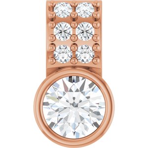 Ladies Natural White Sapphire Natural Diamond Pendant (I1, G-H) — 14K Rose Gold