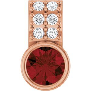 Ladies Natural Mozambique Garnet Natural Diamond Pendant (I1, G-H) — 14K Rose Gold