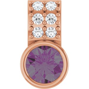 Ladies Natural Alexandrite Natural Diamond Pendant (I1, G-H) — 14K Rose Gold