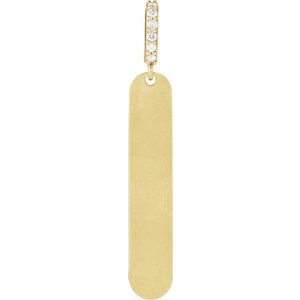 Ladies Natural Diamond Engravable Bar Pendant (I1, G-H) — 14K Yellow Gold