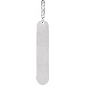 Ladies Natural Diamond Engravable Bar Pendant (I1, G-H) — Sterling Silver