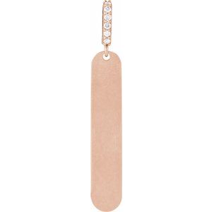 Ladies Natural Diamond Engravable Bar Pendant (I1, G-H) — 14K Rose Gold
