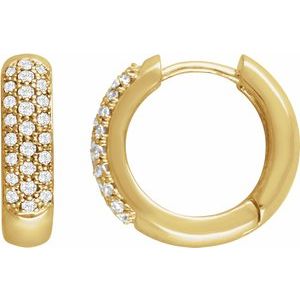 Ladies Natural Diamond Hoop Earrings (I1, H+) — 14K Yellow Gold