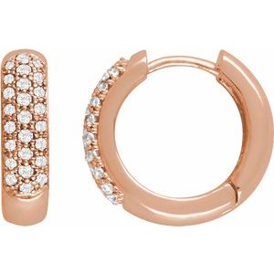 Ladies Natural Diamond Hoop Earrings (I1, H+) — 14K Rose Gold