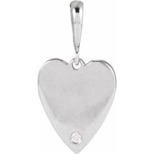 Ladies Natural Diamond Engravable Heart Pendant (I1, G-H) — 14K White Gold