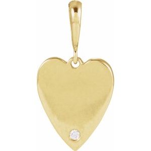 Ladies Natural Diamond Engravable Heart Pendant (I1, G-H) — 14K Yellow Gold