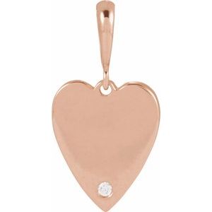 Ladies Natural Diamond Engravable Heart Pendant (I1, G-H) — 14K Rose Gold