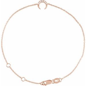 Ladies Natural Diamond Crescent Moon 6 1/2-7 1/2 Bracelet (I1, G-H) — 14K Rose Gold