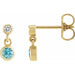 Ladies Natural Blue Zircon Natural Diamond Two-Stone Earrings (I1, G-H) — 14K Yellow Gold