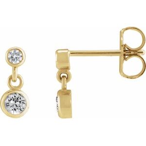 Ladies Natural White Sapphire Natural Diamond Two-Stone Earrings (I1, G-H) — 14K Yellow Gold