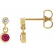 Ladies Natural Ruby Natural Diamond Two-Stone Earrings (I1, G-H) — 14K Yellow Gold
