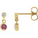 Ladies Natural Pink Tourmaline Natural Diamond Two-Stone Earrings (I1, G-H) — 14K Yellow Gold