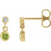 Ladies Natural Peridot Natural Diamond Two-Stone Earrings (I1, G-H) — 14K Yellow Gold