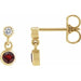 Ladies Natural Mozambique Garnet Natural Diamond Two-Stone Earrings (I1, G-H) — 14K Yellow Gold