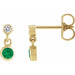 Ladies Natural Emerald Natural Diamond Two-Stone Earrings (I1, G-H) — 14K Yellow Gold