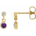 Ladies Natural Amethyst Natural Diamond Two-Stone Earrings (I1, G-H) — 14K Yellow Gold